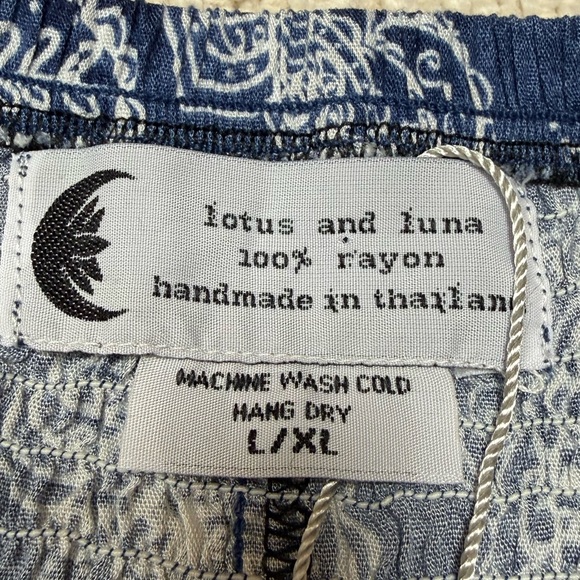 Lotus And Luna Hippie Boho Pants Size Large XL Blue Resort Cruise Vacation - Picture 5 of 7